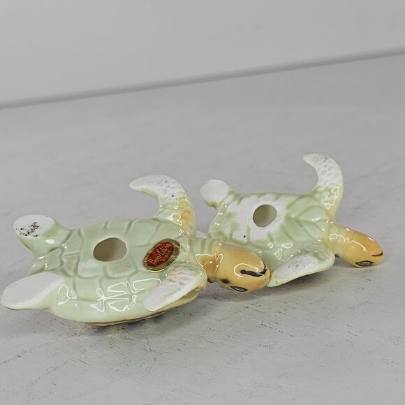 Vintage Bone China Taiwan Sea Turtle Miniature Figurine Mom Baby - Picture 8 of 10